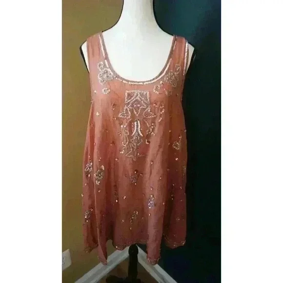 Free People Copper Starry Night Tunic – Sleeveless Boho Summer Top (M) - Picture 2 of 16